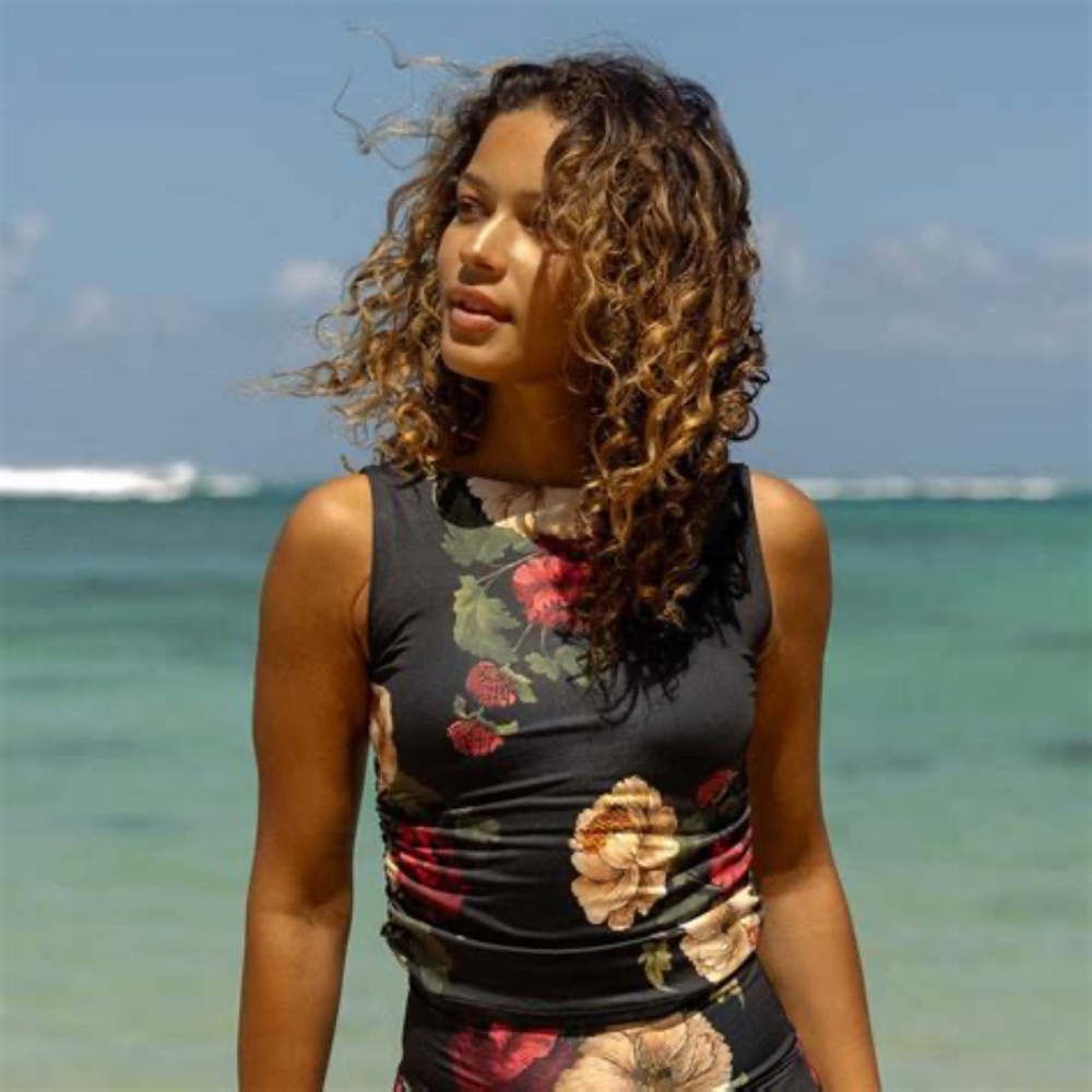 Albion Floral Black Swim Top